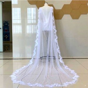 Ivory Wedding Cape with Lace Appliques and Pearls